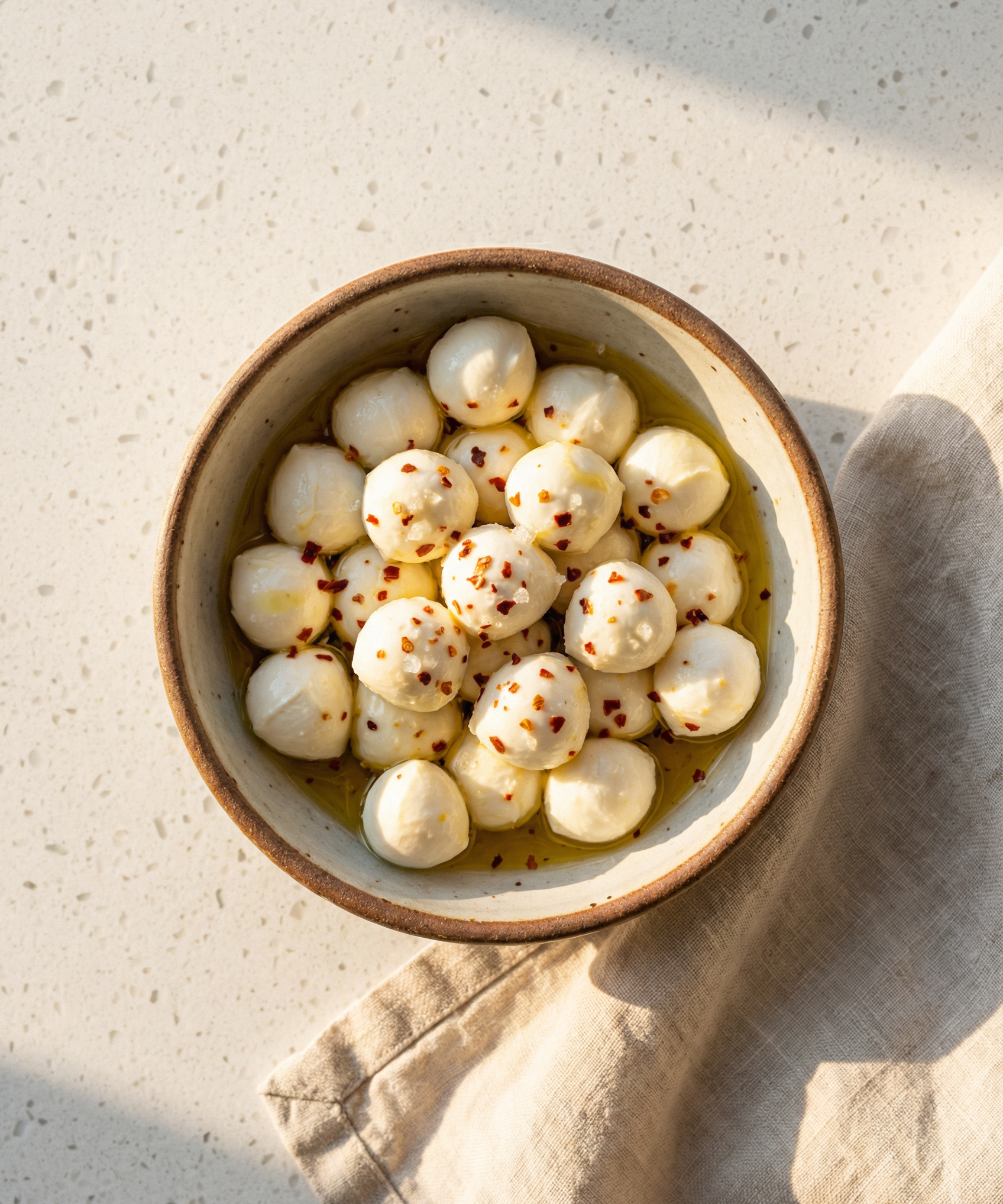 Chili-Spiked Mozzarella Balls
